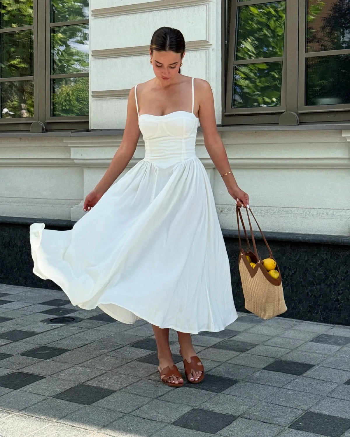 Corset Bodice Midi Dress