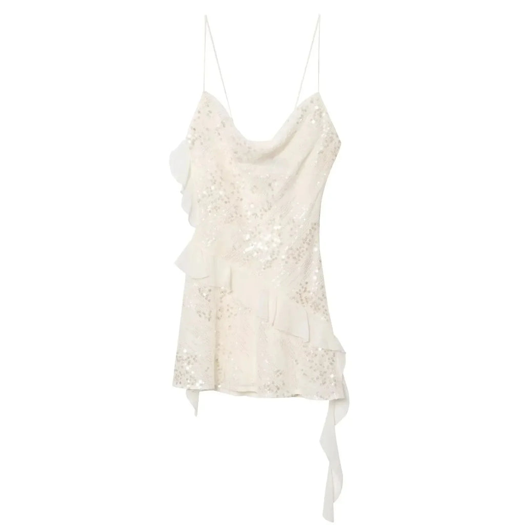 Sequin Ruffle Mini Dress