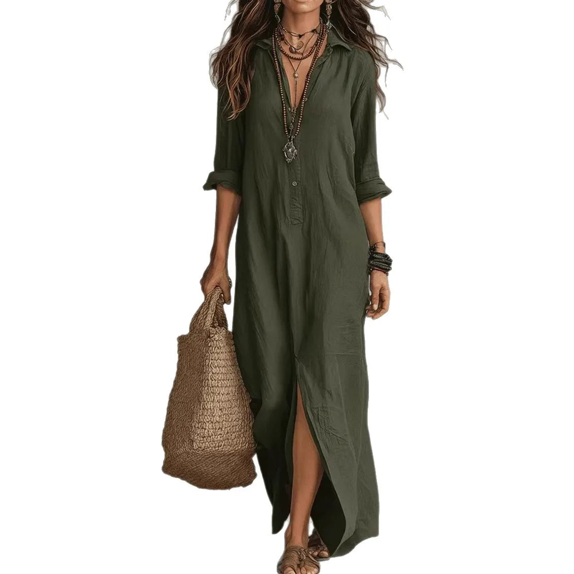 Relaxed Maxi Shirt Dress