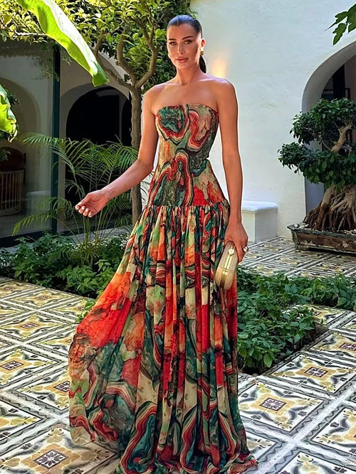 Strapless Fit And Flare Maxi Dress