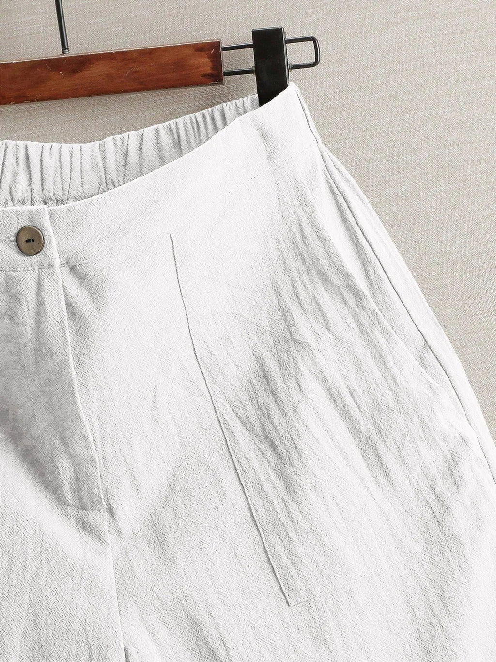 White Wide-Leg Linen Shorts