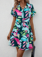 Printed Button Front Shirt Dress