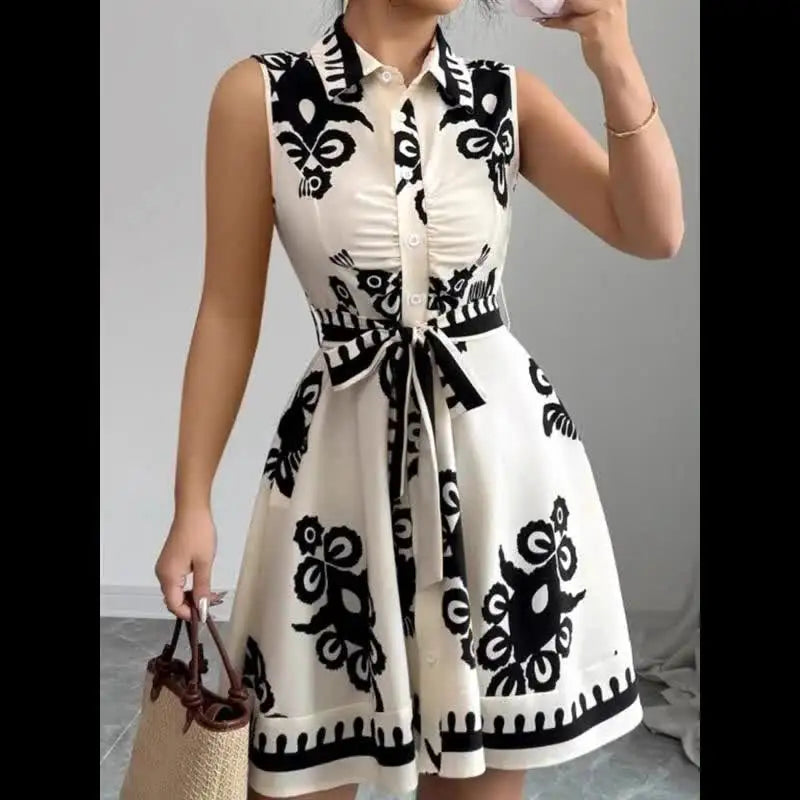 Floral Collared A-Line Dress