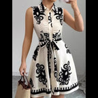 Floral Collared A-Line Dress