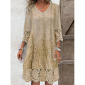 Embroidered Lace Knee-Length Dress