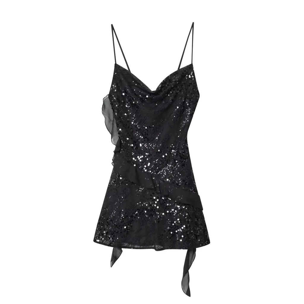 Sequin Ruffle Mini Dress