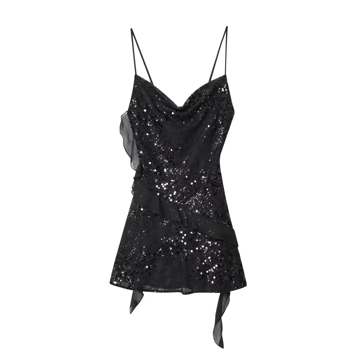 Sequin Ruffle Mini Dress