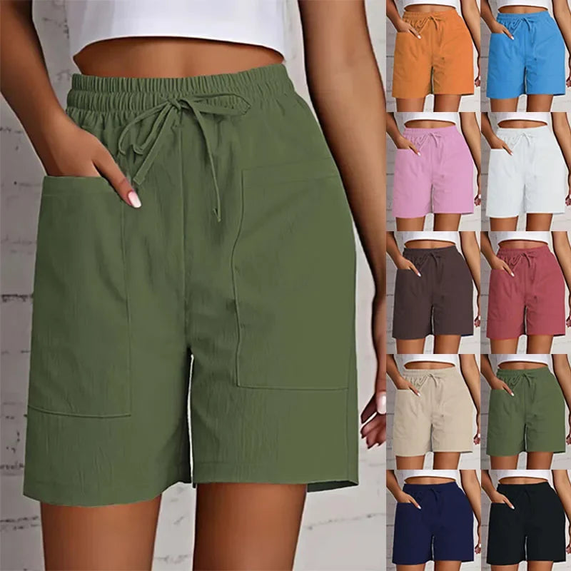 Olive Drawstring Cargo Shorts