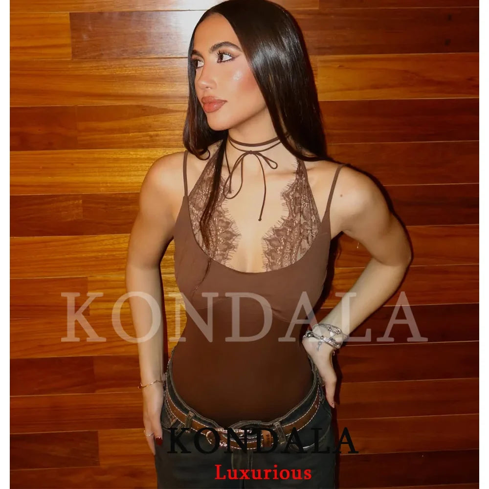 Floral Lace Halter Bodysuit