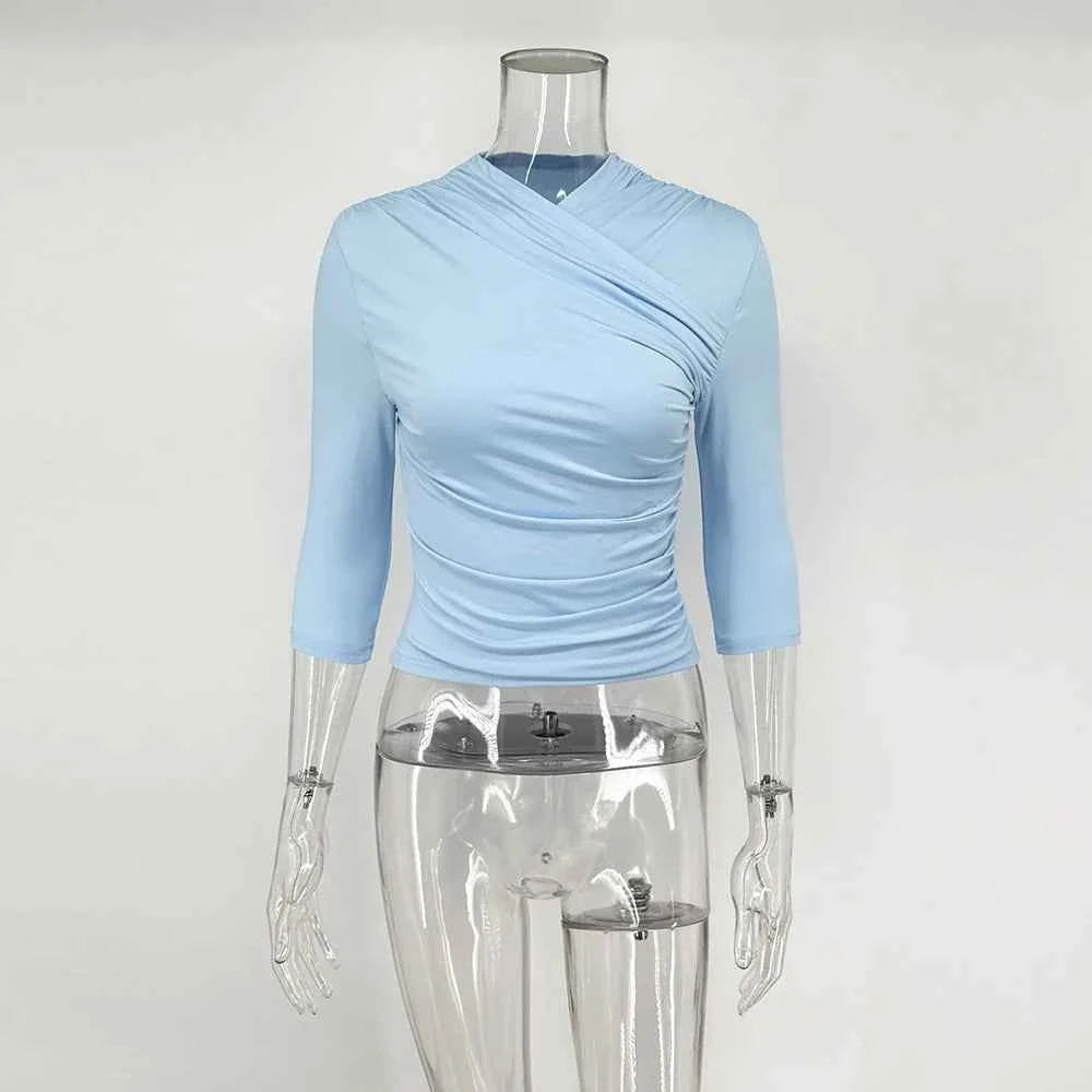 Ruched Cross-Over Crop Top