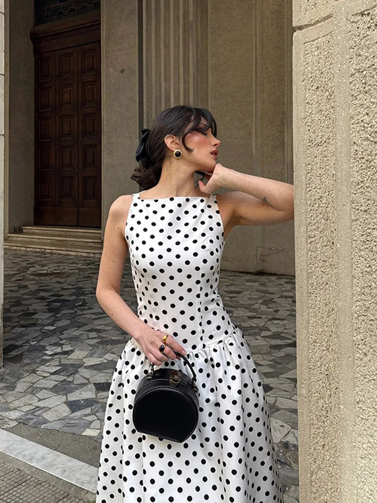 Polka Dot A-Line Midi Dress