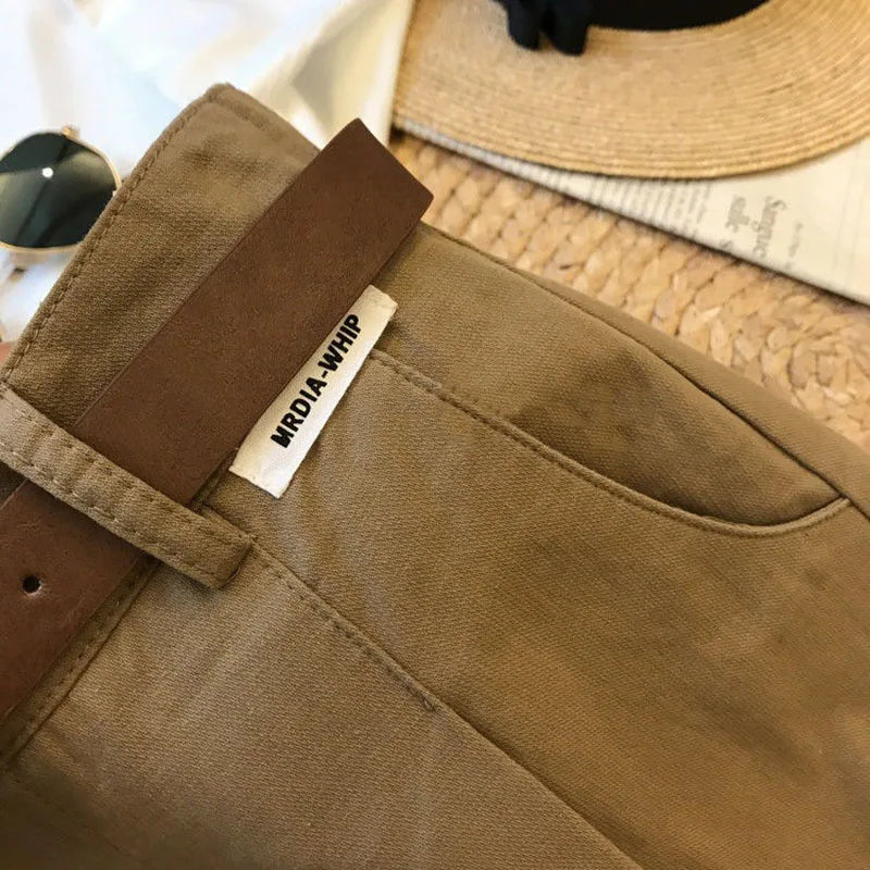 White Tailored Belted Shorts