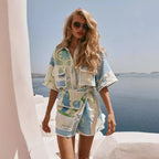 Printed Scalloped Shorts Set