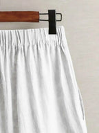 White Wide-Leg Linen Shorts