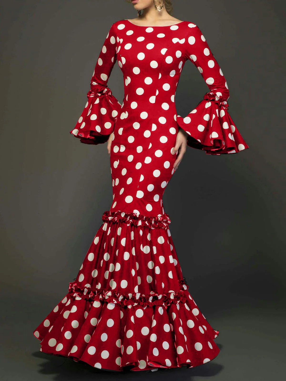 Polka Dot Mermaid Evening Dress