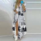 Flowing Printed Maxi Shirt Dress