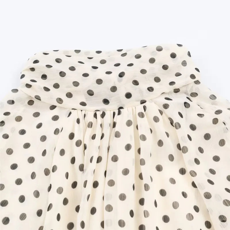 Polka Dot Puff Sleeve Blouse