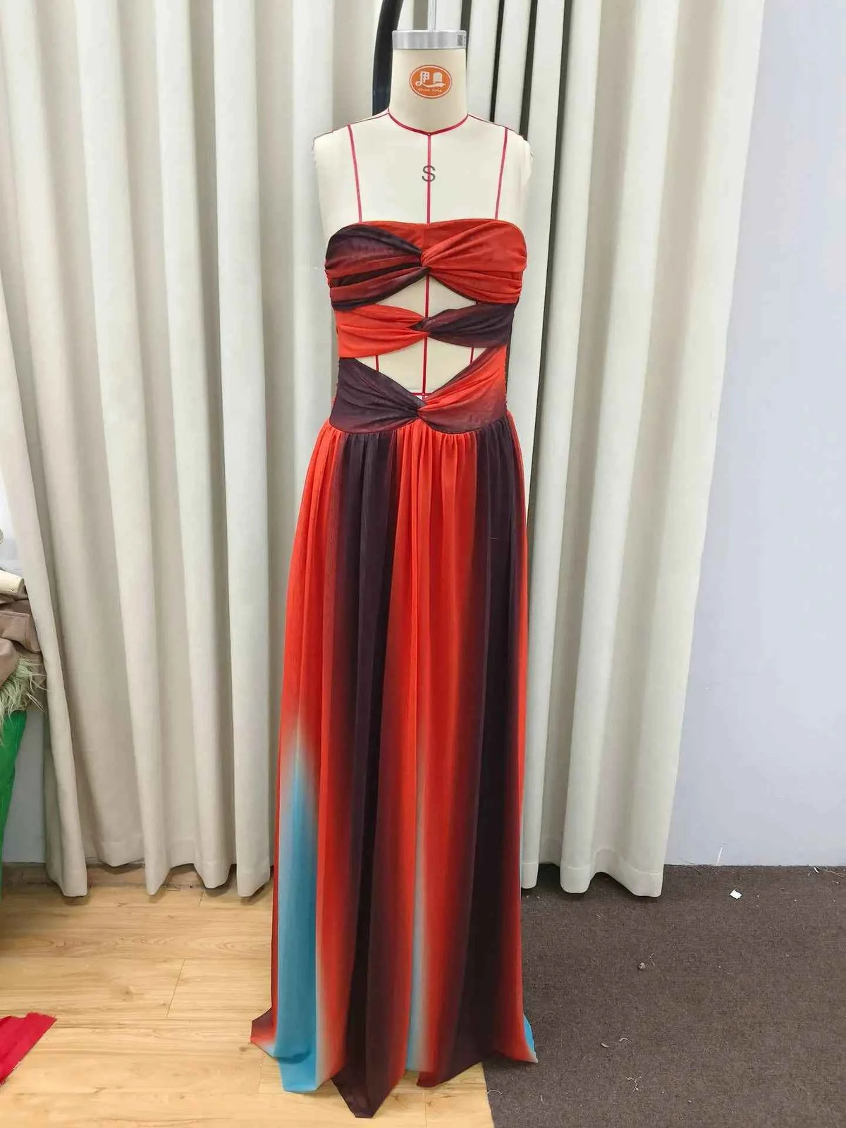 Strapless Ruched Maxi Dress