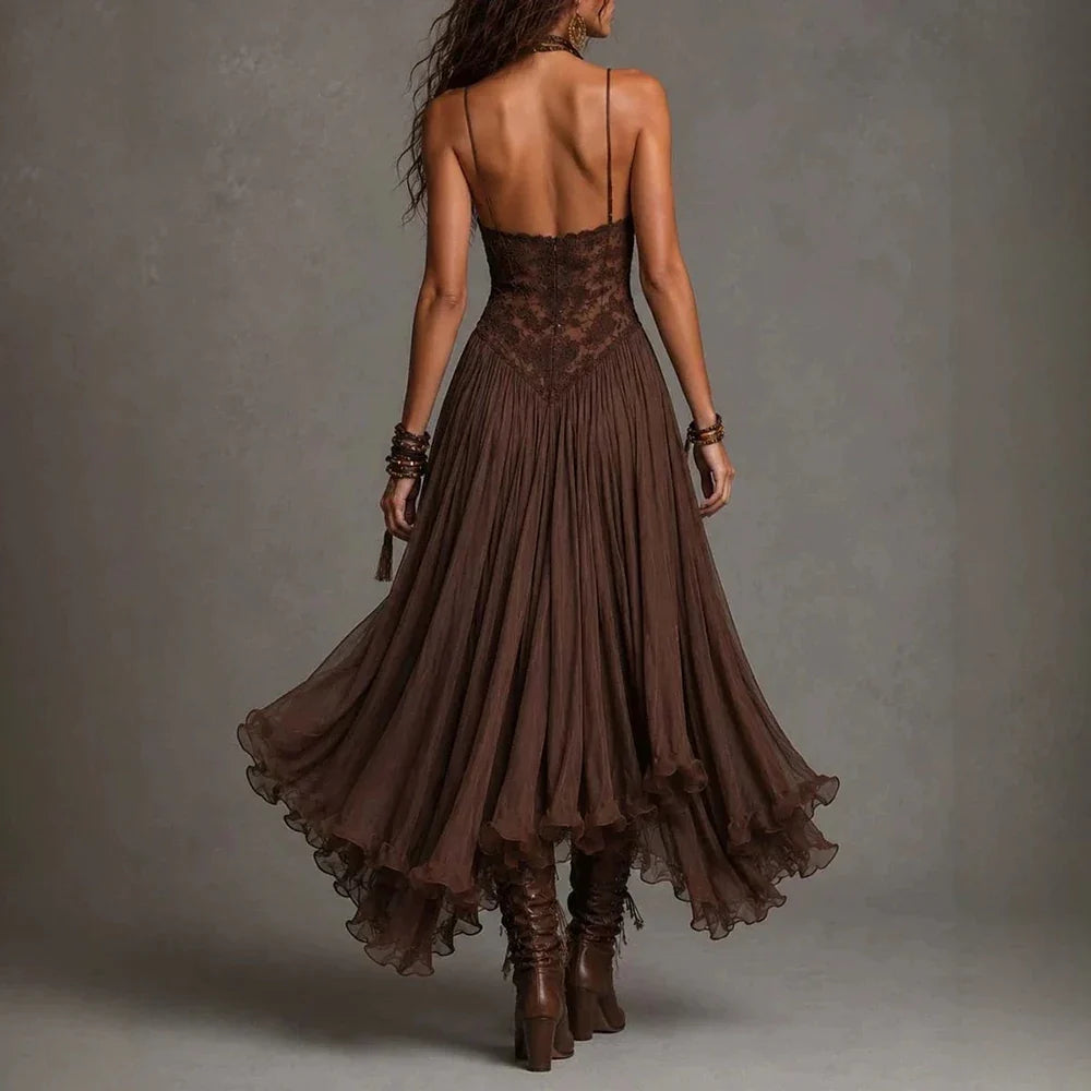 Floral Lace A-Line Maxi Dress