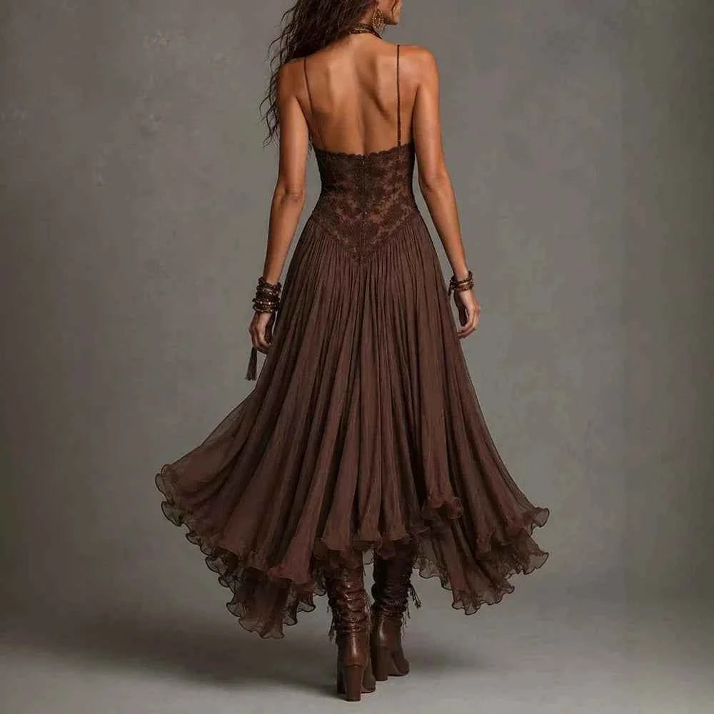Floral Lace A-Line Maxi Dress