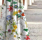 Blue Floral Print A-Line Dress