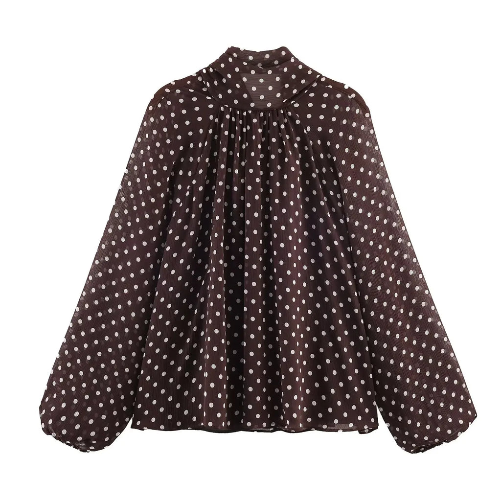 Polka Dot Puff Sleeve Blouse
