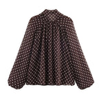 Polka Dot Puff Sleeve Blouse
