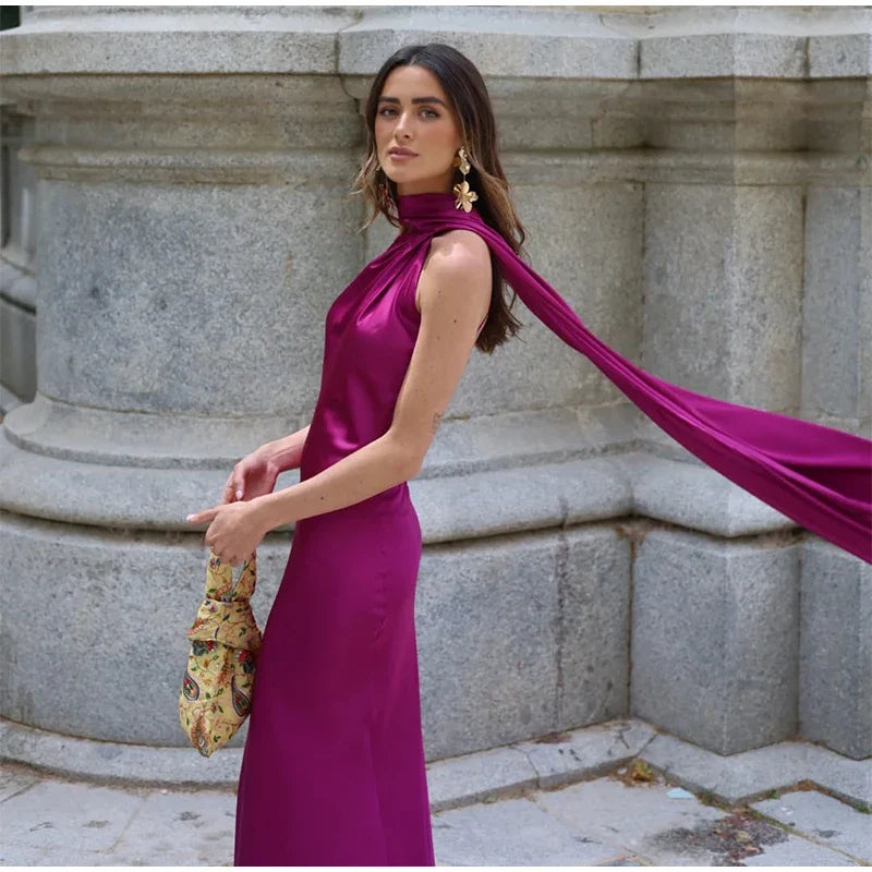 Backless Halter Evening Gown