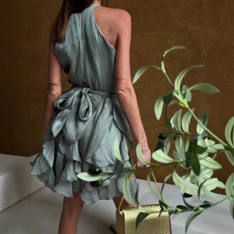 Draped Halter Mini Dress