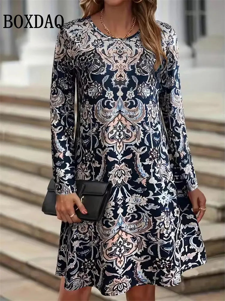 Printed A-Line Mini Dress