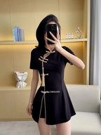 Black Gold Qipao Dress Set
