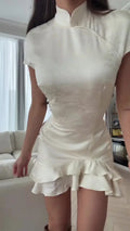 High Neck Ruffle Mini Dress