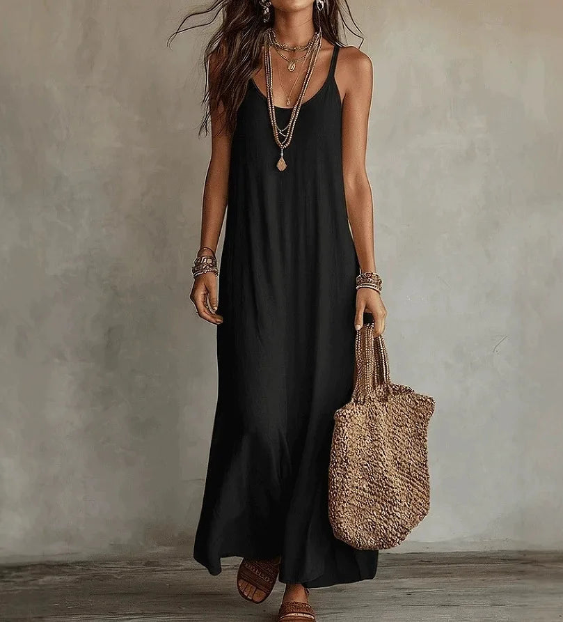 Layered Neckline Maxi Dress