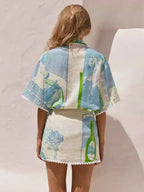 Printed Scalloped Shorts Set