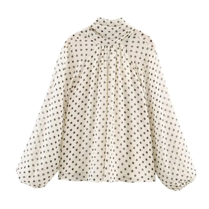 Polka Dot Puff Sleeve Blouse
