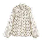Polka Dot Puff Sleeve Blouse