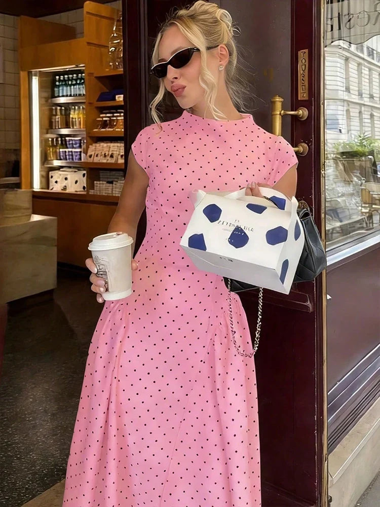 Polka Dot Fit-And-Flare Maxi Dress