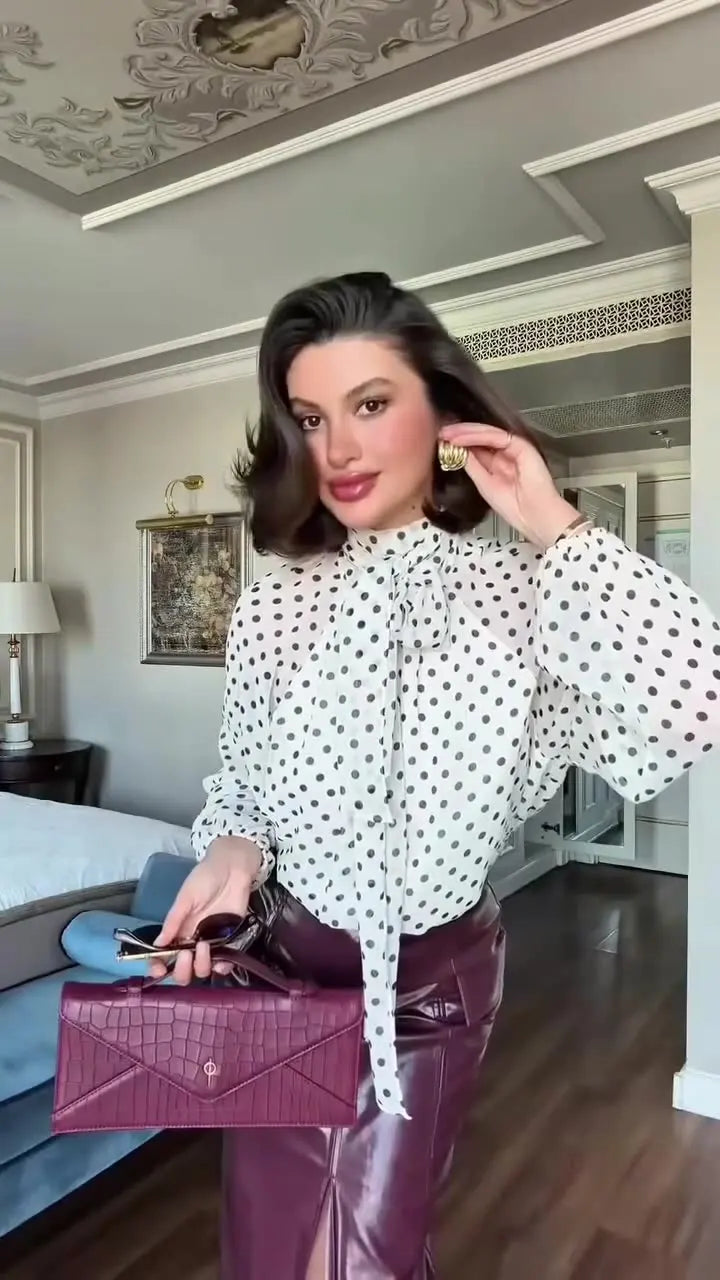 Polka Dot Puff Sleeve Blouse
