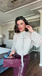 Polka Dot Puff Sleeve Blouse