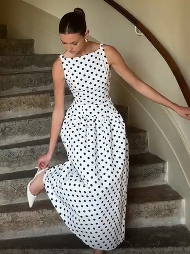 Polka Dot A-Line Midi Dress