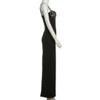 Lace Backless Evening Maxi Dress