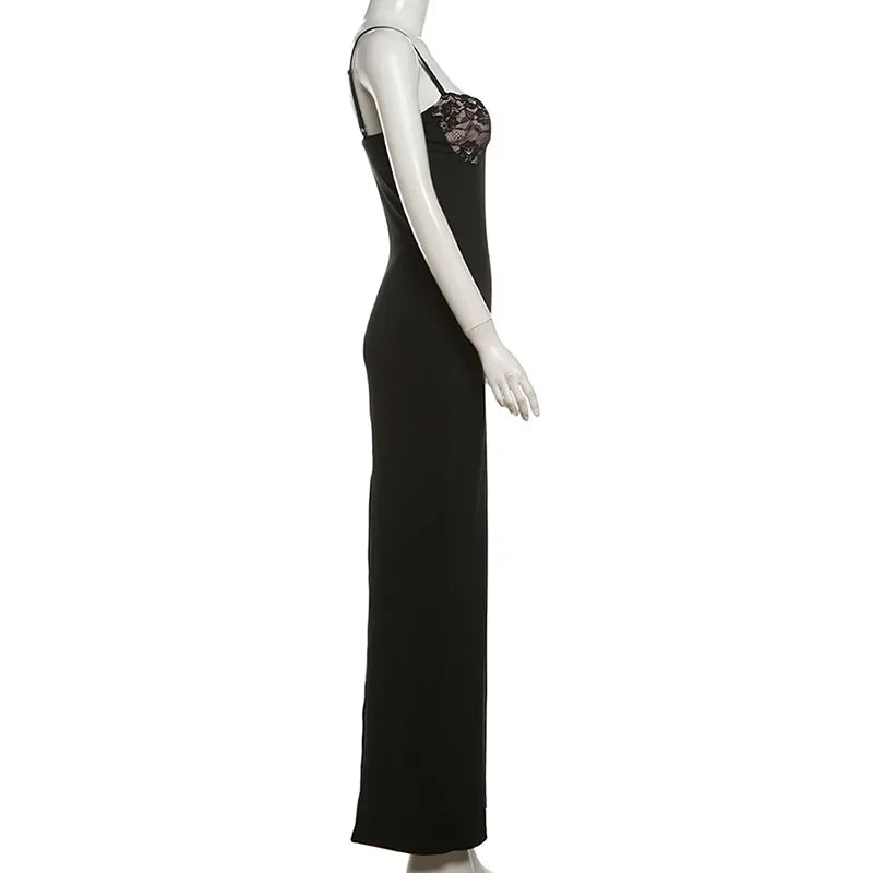 Lace Backless Evening Maxi Dress