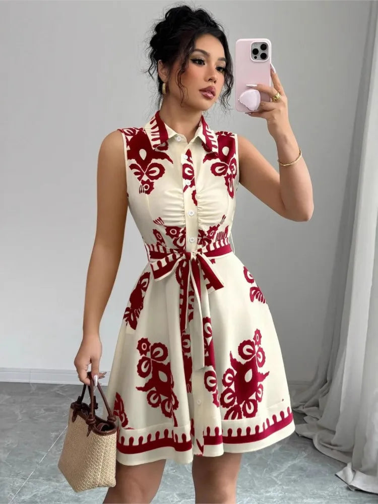 Floral Collared A-Line Dress