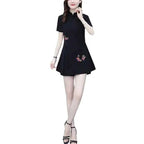 Embroidered Mandarin Collar Shorts Set