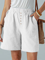 Buttoned Linen Bermuda Shorts