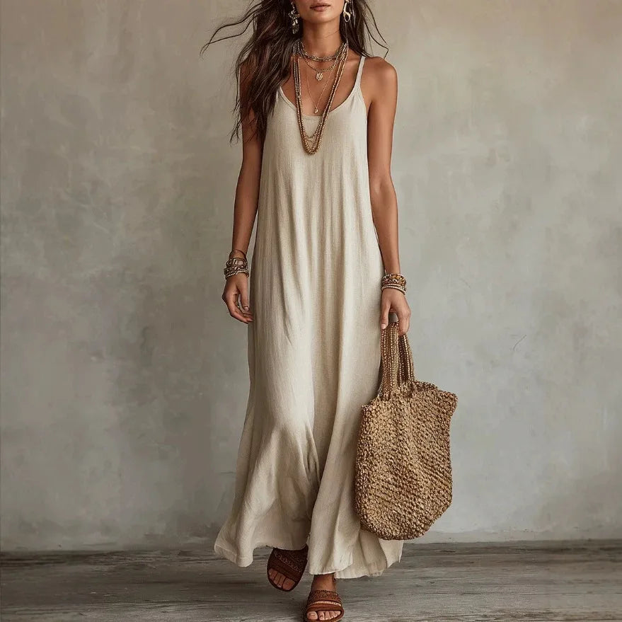 Layered Neckline Maxi Dress