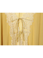 Mustard Lace-Trim Tie-Front Blouse