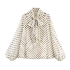 Polka Dot Puff Sleeve Blouse
