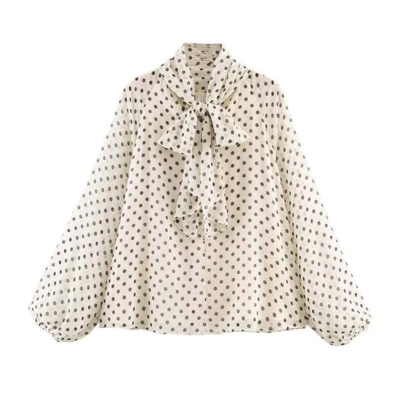 Polka Dot Puff Sleeve Blouse