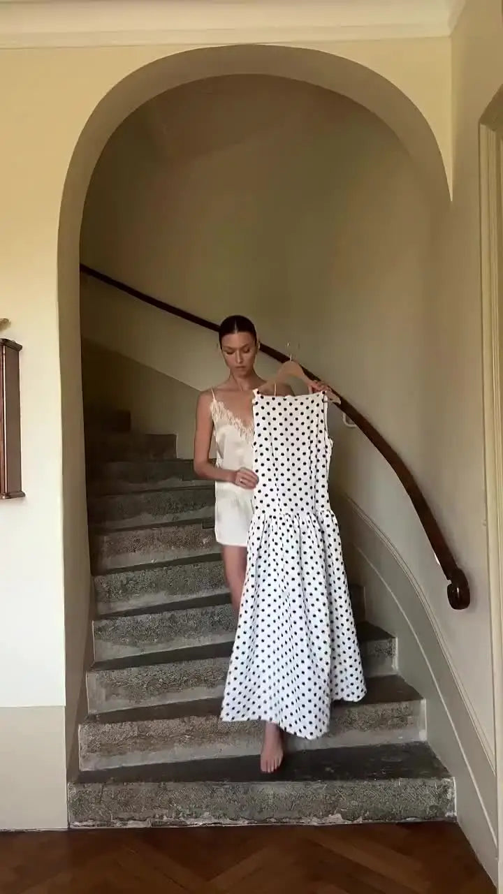 Polka Dot A-Line Midi Dress